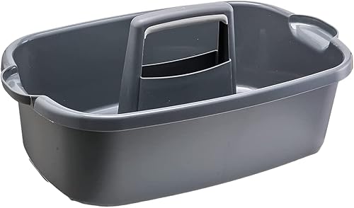 Hioffice Cesta de almacenamiento de plástico grande con asa, organizador para productos de limpieza, baño, cocina, jardín, garaje, herramientas,