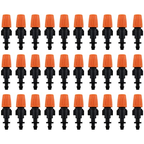 Heyous 30Pcs Orange Adjustable Atomizing Nozzles Drip Irrigation Spray Emitters Drip Irrigation Parts Sprayers Drippers For Garden Greenhouse Agricultural Irrigation Patio Misting #TOP7
