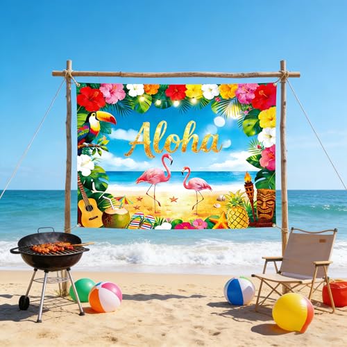 Aloha Luau Backdrops for Photoshoot, 7×5ft Tropical Decorations for Parties by Duoduobuy - Used condition - Image 9
