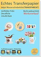 TransOurDream – TransOurDream A4X40 ECHTE Inkjet Wasserschiebefolie(TRANSPAR
