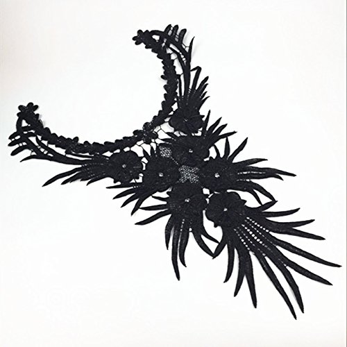 1 Pc Lace Collar Beautiful Flower Venise Lace Trim Sewing Appliques (Black) #TOP2