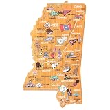 Totally Bamboo Mississippi State Shaped Cutting Board, Art by Fish Kiss