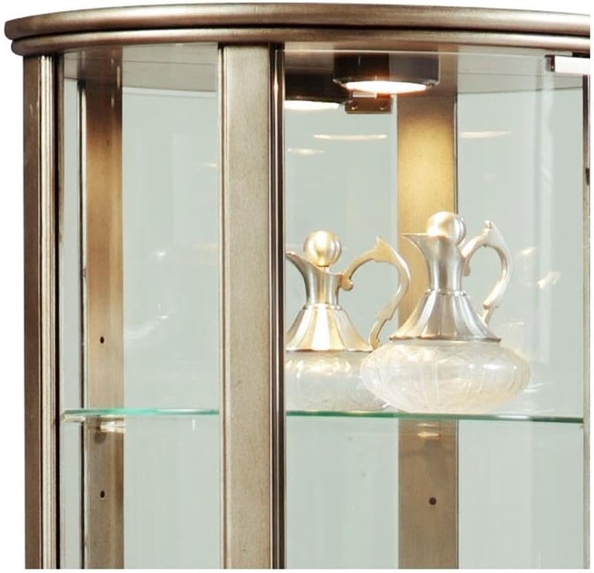 Right2Home Home Meridian International Glass Door Curio, 22 by 12 by 72-Inch, Silver