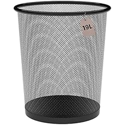Papelera Malla Metalica 19 Litros Negra Ø30 x 35 cm. Papelera Oficina, Papelera Reciclaje, Cubo de Basura, Papelera Escritorio, Cubo Basura Cocina, Papelera Baño, Organizador Escritorio