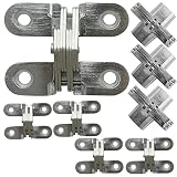 8Pack Hidden Hinges for Doors, 1-3/4” Stainless Steel Invisible Gate Hinges, 180 Degree Cross Hinge,