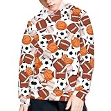 ZSOSIXDEAL Sudaderas con capucha para niños y niñas, con bolsillo canguro, cómodas, suaves, talla 6-16, trajes de ajuste holgado, sudadera activa, Plantilla de béisbol y rugby, M