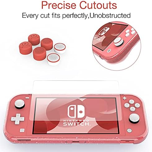 HEYSTOP Case for Nintendo Switch Lite,Protective Hard Portable Travel Carry Case for Nintendo Switch Lite Console and Accessories,Switch Lite Case with TPU Glitter Protective Case and Thumb Cap,Pink