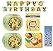 Unique Curious George Party Supplies Decoration Bundle Pack for 16 includes Dessert Plates, Napkins, Happy Birthday Banner, Dinosaur Stickers