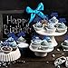 Gyufise 24Pcs Happy Birthday Cupcake Toppers Glitter Cupcake Food Picks for Celebrating Happy Birthday Theme Party Cake Decorations Supplies Deep Blue