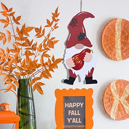 Thanksgiving Decoration, Meetyamor Fall Decorations For Home, Gnome Door Decor Wood Sign With Pumpkin And Maple Leaf For Fall Thanksgiving Decor, Decorative Sign For Front Door Indoor Outdoor #TOP6