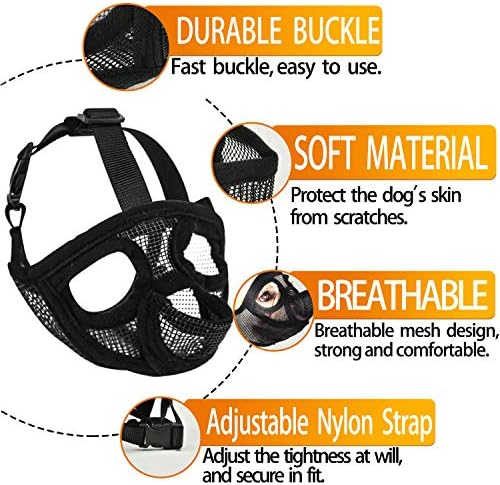 Short Snout Dog Muzzle - Adjustable Breathable Mesh Bulldog Muzzle, Dog Mask for Barking Biting Chewing Training (Size M)