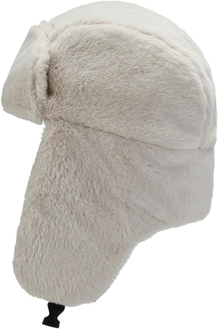 Winter Trapper Hat for Women Men with Plush Faux Fur Ear Flaps Russian Bomber Hats Warm Earmuffs