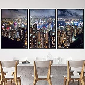 signwin 3 Piece Framed Canvas Wall Art City...