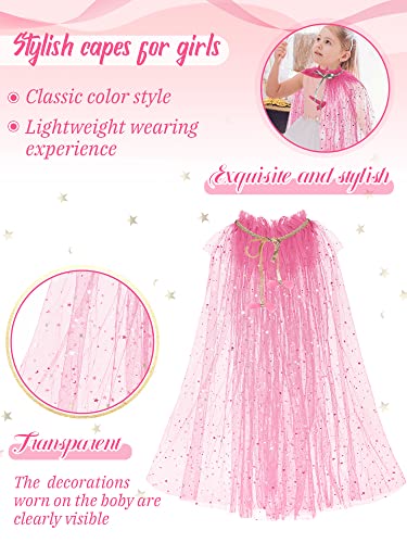 Jiuguva 4 Pcs Princess Cape Girls Princess Cloak Accessories for Little Girls Blue Cape for Kids Cosplay Party(Small) - Thumbnail 3