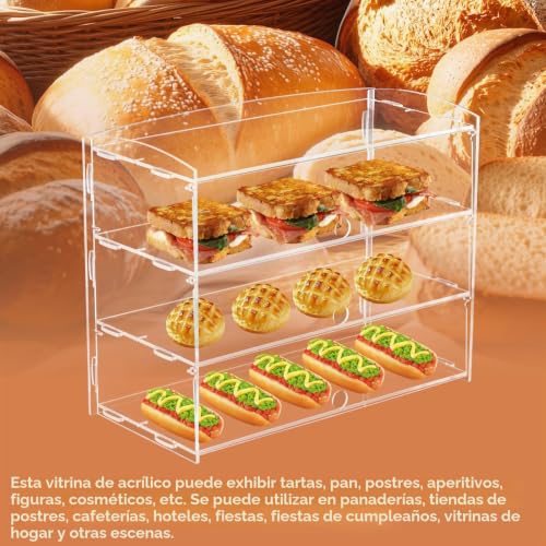 Miniatura 6 de Baoshishan Vitrina De Acrílico Para Pastelería, Vitrina Transparente Para Pasteles, 51 40 24cm Mostrador De Exhibición De Alimentos De 3 Niveles Para Exhibición De Pasteles