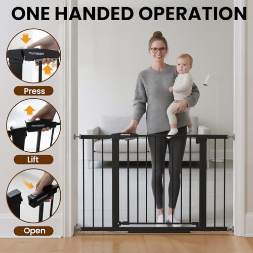 Image of Mumeasy Baby Gate for Stairs, 29.7-46 inch Walk Through Dog Gate Indoor