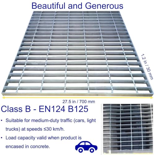 Image of Galvanized Steel Drain Grate, Driveway Channel Cover 28x28 in