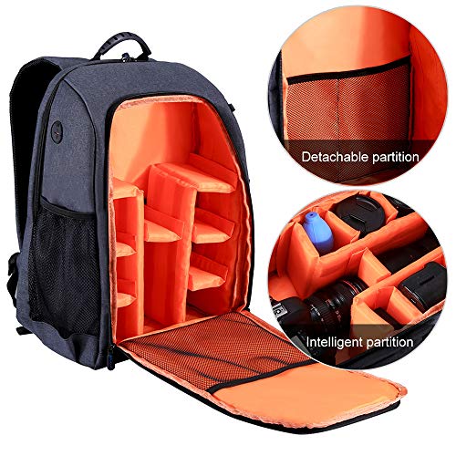 Mochila Docooler para câmera com divisórias de inserção + capa de chuva, bolsa à prova d'água com d