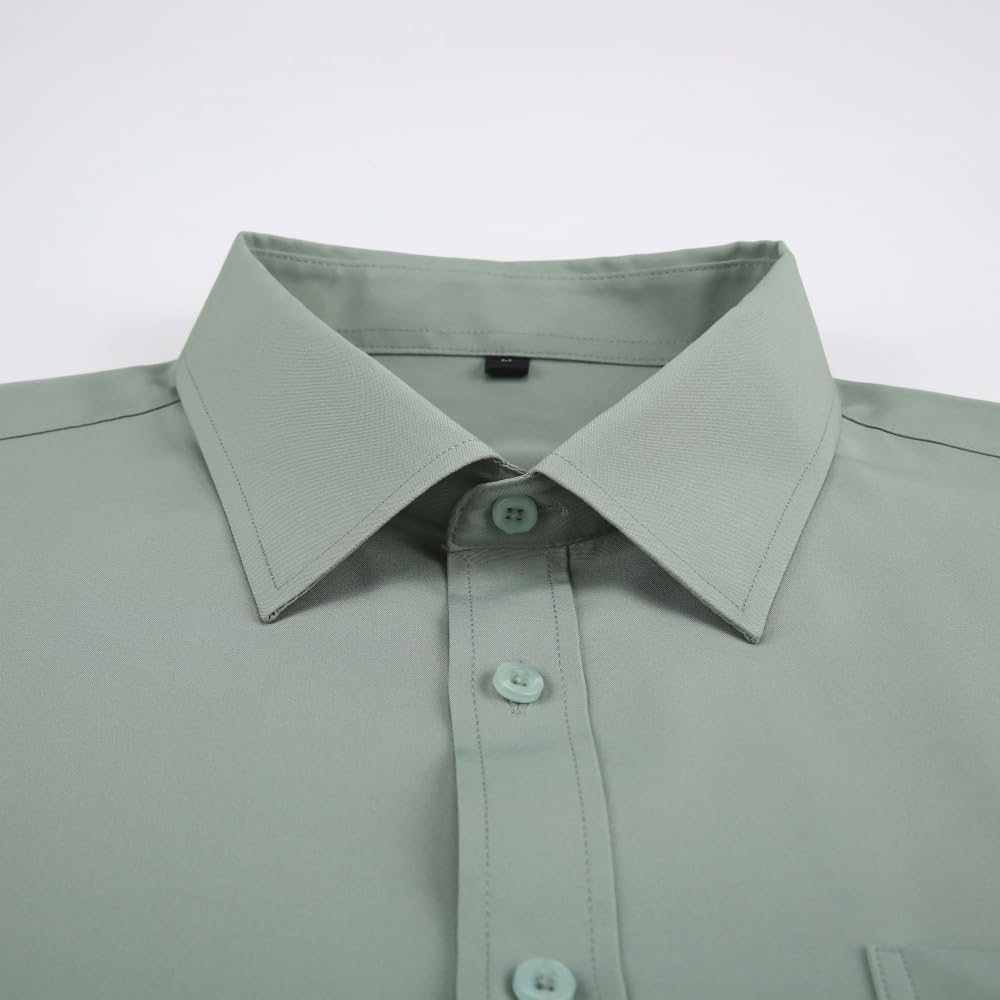 corfty Men Long Sleeve Dress Shirt - Regular Fit Stretch Free-Wrinkle Casual Button Down Shirt - Image 3