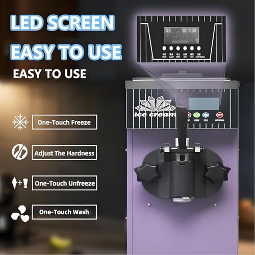 Lsbhppd Macchina Per Gelato Duro Uso Commerciale,Gelatiera Autorefrigerante,Sorbettiera Professionale,Macchina Gelato Soft,Macchina Gelato Soft Commerciale,Per Snack Bar Ristorante,Grey - 5