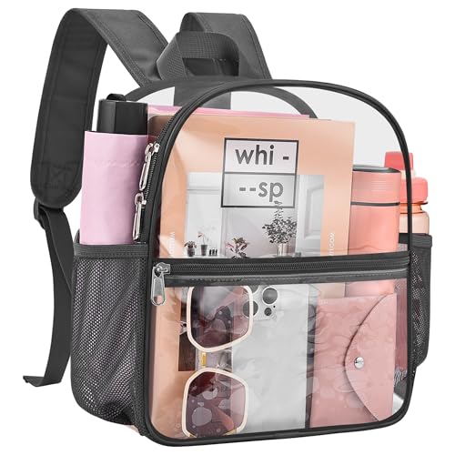 Image of Clear Backpack for Stadium Events, 12x12x6 Small Clear Plastic bag with Reinforced Straps for Game Security Festival Concert
