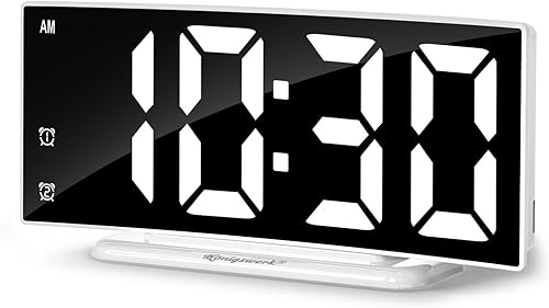 Reloj despertador digital LED para dormitorio, relojes enchufables con doble alarma, repetición y temperatura, impermeable, 3 niveles de brillo,