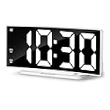 Königswerk LED Digital Alarm Clock for Bedroom, Plug in Clocks with Dual Alarm/Snooze/Temperature Waterproof 3 Brightness Level, Big Numbers Display and Battery Backup for Desk, Table, Office, White