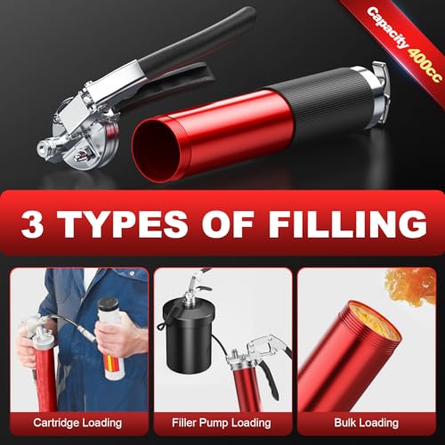 Fantictas Kit de pistola de graxa, pistola de graxa resistente de 8000 PSI com acoplador de bloqueio