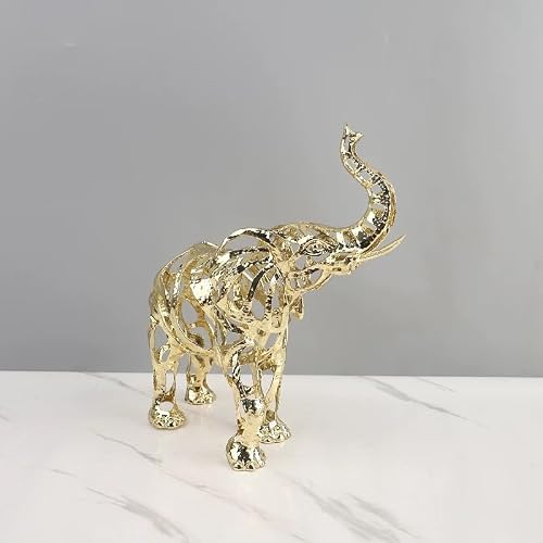 Aottsd Elephant Gold Hollow Metal Animal Sculpture Modern Entryway Shelf Luxury Decor