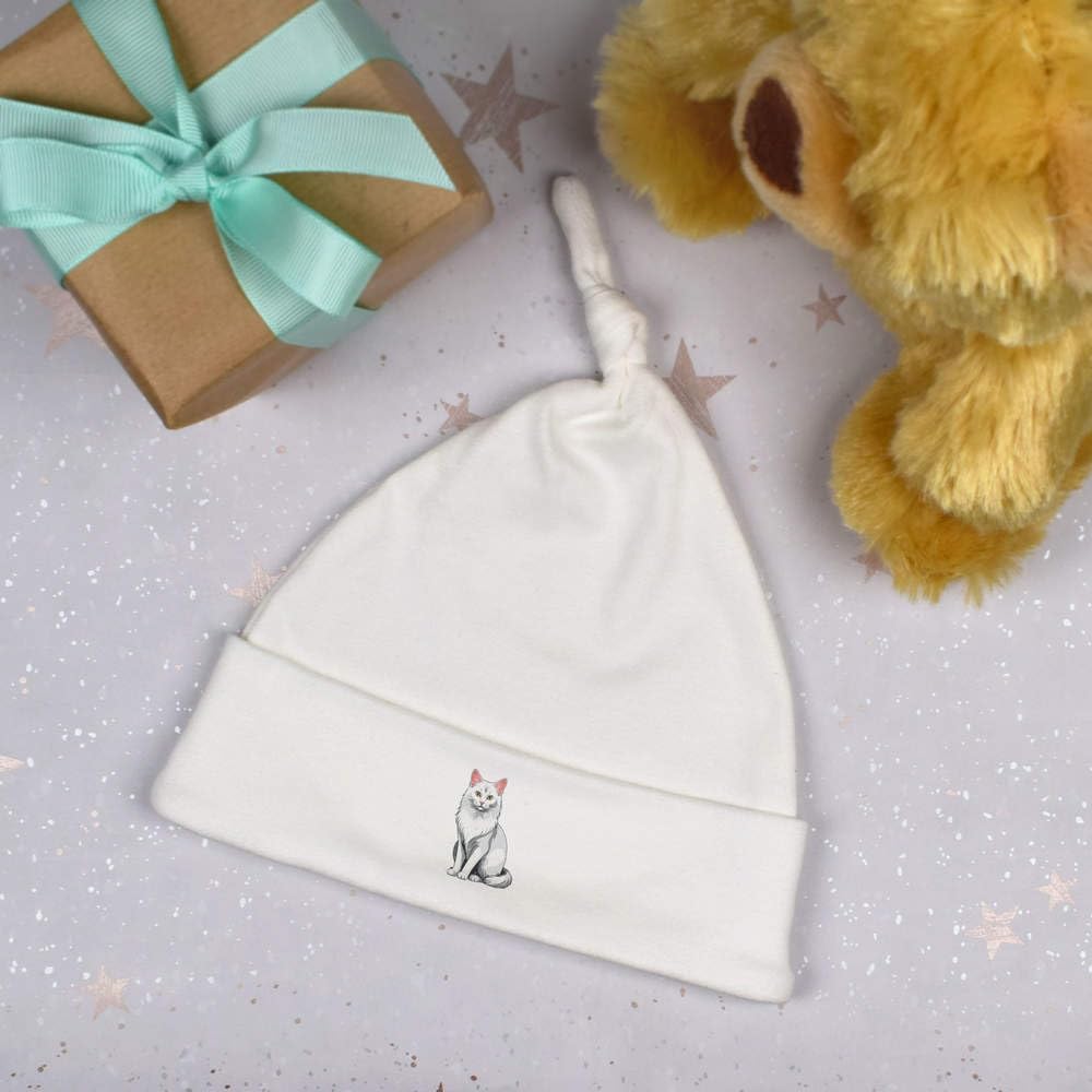 Azeeda 'Turkish Angora Cat' Baby Beanie Hat (BH00041128) White