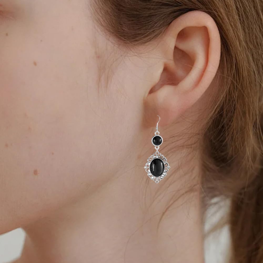 Halloween Earrings for Women Goth Red Purple Black Crystal Dangle Earrings Vintage Victorian Earring Blood Drop Earring Mysterious Witch Earrings Halloween Jewelry Accessories - Image 4