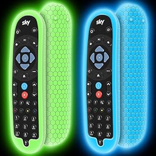 2 Pack Cover for SKY Q Bluetooth Remote Control EC201 EC202 2020,Protective Silicone Case SKY Q New Remote Controller Sleeve Skin Holder Battery Back Protector Replacement-Glow Blue,Glow Green