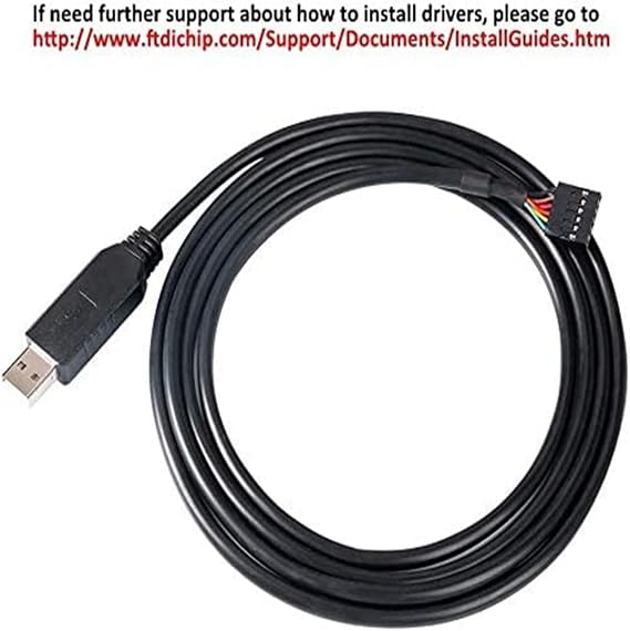 DTECH FTDI USB to TTL 3.3V Serial Adapter Debug Cable 0.1 inch Pitch Female Socket Header UART IC FT232RL Chip Windows 11 10 8 7 Linux Mac (1.8m)