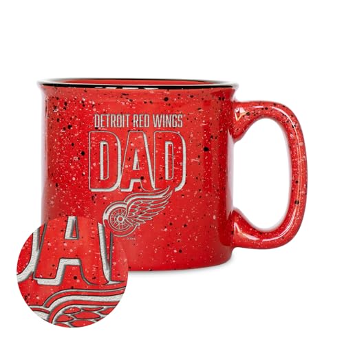 Rico Industries NHL Hockey Detroit Red Wings Dad 12oz Laser Engraved Campfire Mug