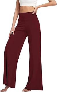 Women’s Trousers Solid Color Stretch Lounge Pants for Women High Waisted Casual Bootcut Long Wide Leg Palazzo Pants