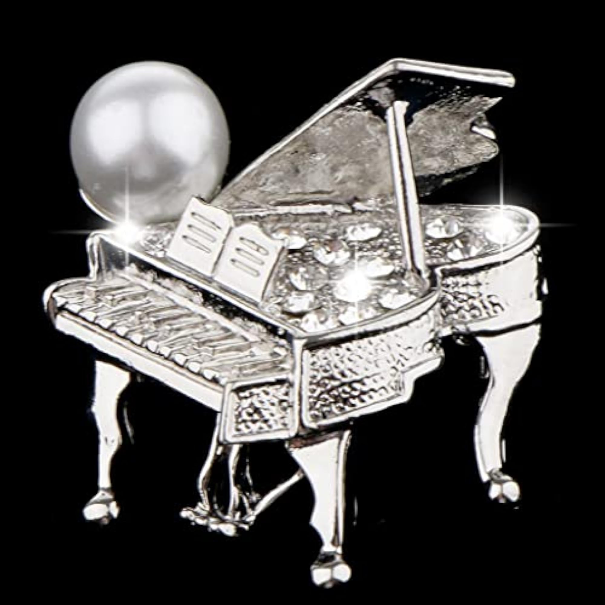 Chic Rhinestone Music Piano Brooch Lapel Pin