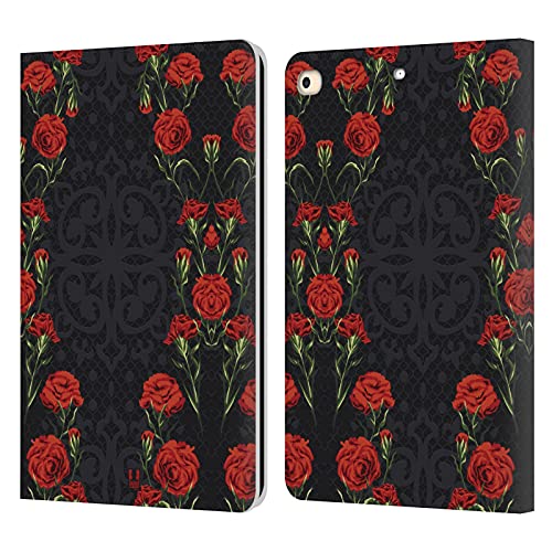 Étui portefeuille en cuir pour iPad 9.7 (2017/2018) Head Case Designs Floral Rouge Art Déco