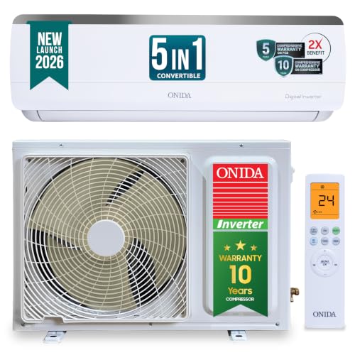 Image of ONIDA 1.5 Ton 3 Star, New Star Rated, Inverter Split AC (Copper, Convertible 5-in-1, Fast Cooling at 55 C, Deep Frost Clean, Turbo Flush Technology, IR193OMSE,White)