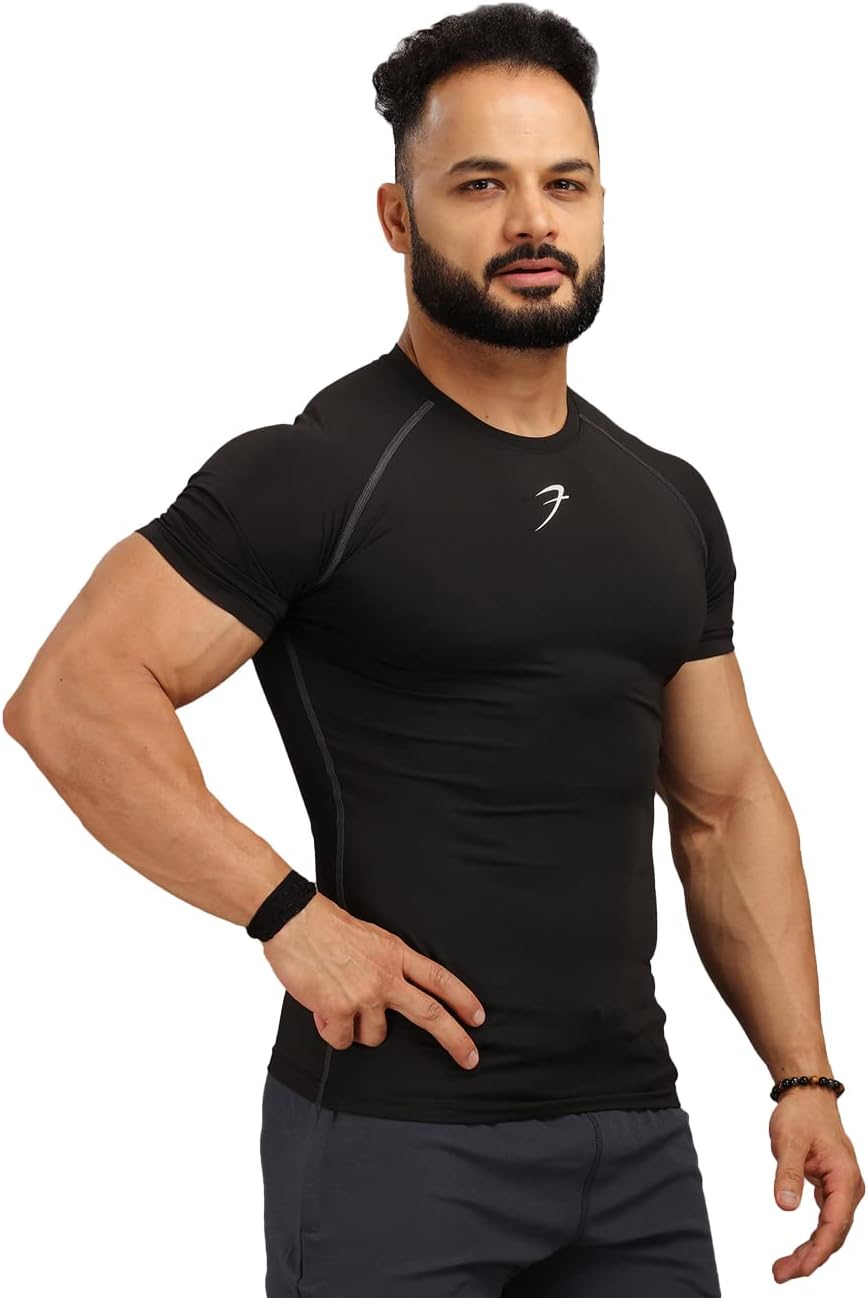 Men's Half Sleeve Compression T-Shirt - Athletic Base Layer for Fitness