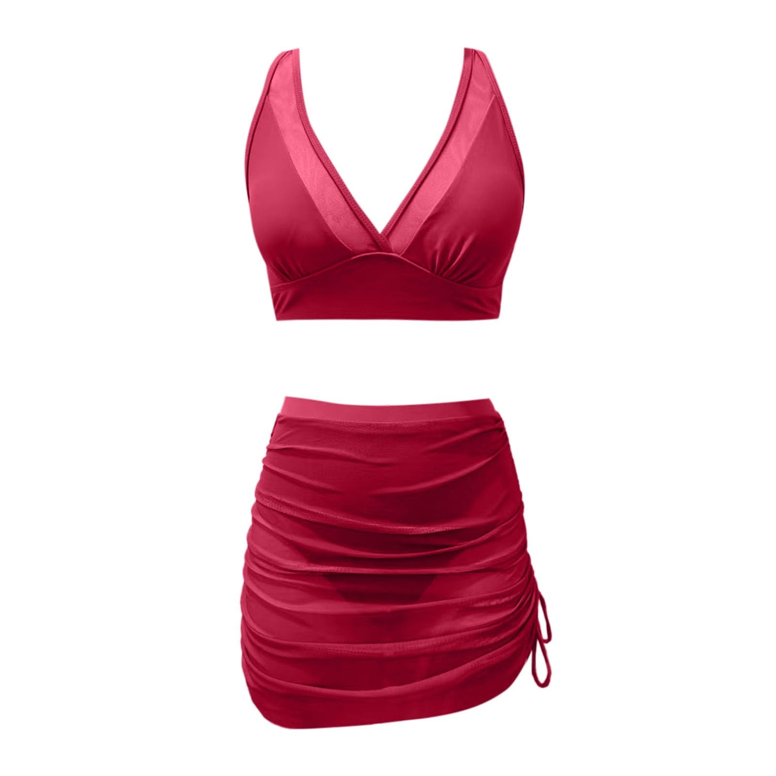 Damen Bikini Set Bunte Streifen Sport Strandmode Bikini Damen Bauchweg Sexy Tanga Monokini Strandmode Raffung Sheer Slim Fit Badeanzüge für Große Größe Badeanzugkleid Baderock