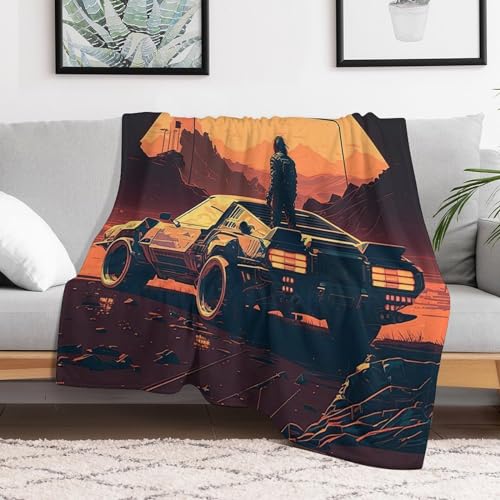 Couverture polaire en flanelle voiture de sport 180x200 pour drap de lit et sofa