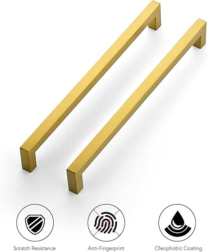 Vista 19 de Ravinte Paquete de 12 manijas cuadradas de gabinete de cocina de 10 pulgadas, tiradores negros mate, tiradores de cajón negros, accesorios de Negro