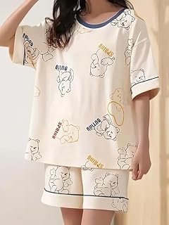 Musi Fab Cute Bear Print Night Suit for Women – Stylish Comfortable Pajama Set Daily Use Top & Bottom Price In India