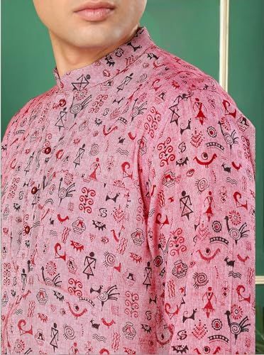 Image of Tattva Pink Tribal Printed Short Kurta