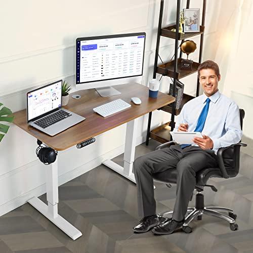 Farexon Electric Standing Desk Adjustable Height, 48”X 24‘’Stand Up Desk With Double Crossbeam Structure, Four Preset Heights, Current Protection Function,18Mm Tabletop #TOP2