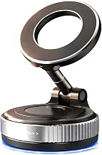 Magnetic Car Phone Mount, Strong Vacuum Dashboard Holder, 360° Rotation, Universal Phone Holder for iPhone & Android