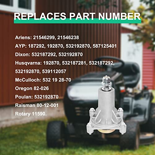 Replacement Spindle Assembly For Craftsman Husqvarna Ariens Poulan, Replaces 187292 192870 532187281 532187292 567253301 587819701 587125401 21546238, Mandrel Assembly For 42" 46" 48" 54" Mower Deck #TOP4