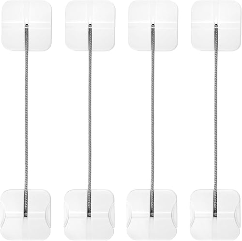 Miniatura 9 de Maveek - Paquete de 4 cerraduras de gabinete a prueba de bebés, cerraduras de cajón a prueba de niños, doble botón blanco para nevera, inodoro,