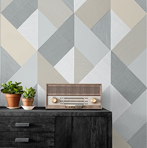 Nextwall Stacy Garcia Home Marquetry Geometric Peel And Stick Wallpaper (Warm Stone) #TOP2