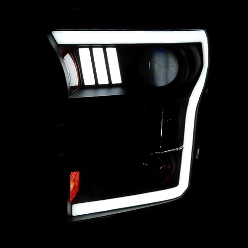 Miniatura 5 de SPEC-D TUNING Faros delanteros de proyector negros con barra de luz LED compatible con Ford F-150 2015-2017, conjunto de faros delanteros izquierdo